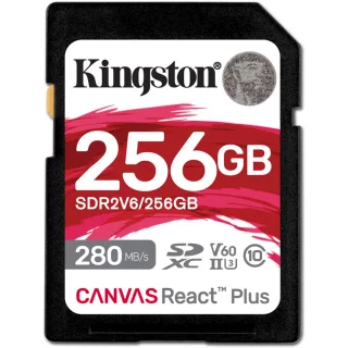 KINGSTON 256GB Canvas React Plus SDXC UHS-II 280R/150W U3 V60 -muistikortti