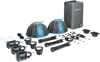 Nanlux Evoke 150C RGB LED Spotlight 3-Light Kit - kolmen LED-valon sarja laukussa
