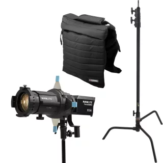 Nanlite Forza 60B II Spot & Projection Kit, C-Stand & Sandbag - erikoisvalaisupaketti