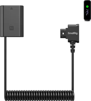 SmallRig 6655 Dummy Battery Power Cable D-tap Sony NP-FZ100 -adapteri kierrekaapelilla