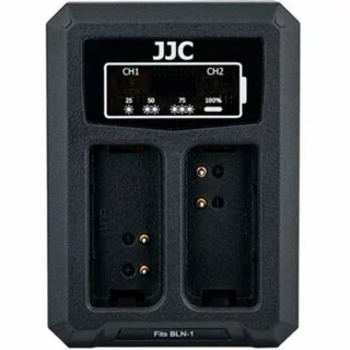 JJC DCH-BLH1 USB Dual Battery Charger -tuplalaturi (Olympus BLH-1)