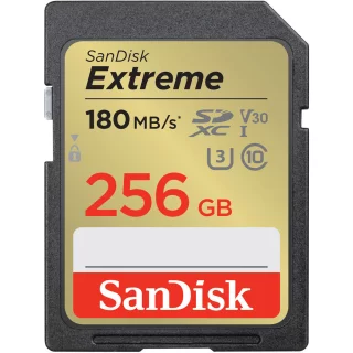 SanDisk Extreme 256GB SDXC (180MB/s) UHS-I (U3 / V30) muistikortti