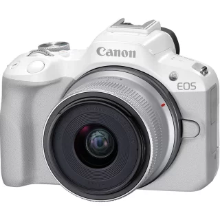 Canon EOS R50 + RF-S 18-45mm F4.5-6.3 IS STM - Valkoinen + 100e Cashback