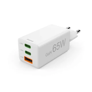 HAMA Charger 2x USB-C 1x USB-A GaN 65W White