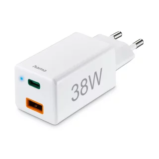 Hama Mini -pikalaturi USB-C & USB-A (38W) - Valkoinen