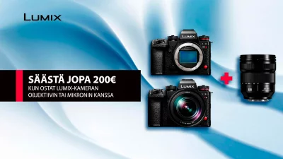 Panasonic Lumix + objektiivi/mikrofoni kampanja