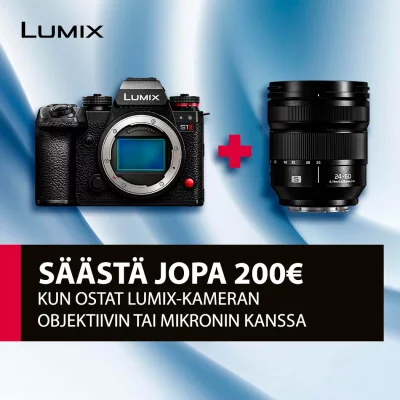 Panasonic Lumix + objektiivi/mikrofoni kampanja